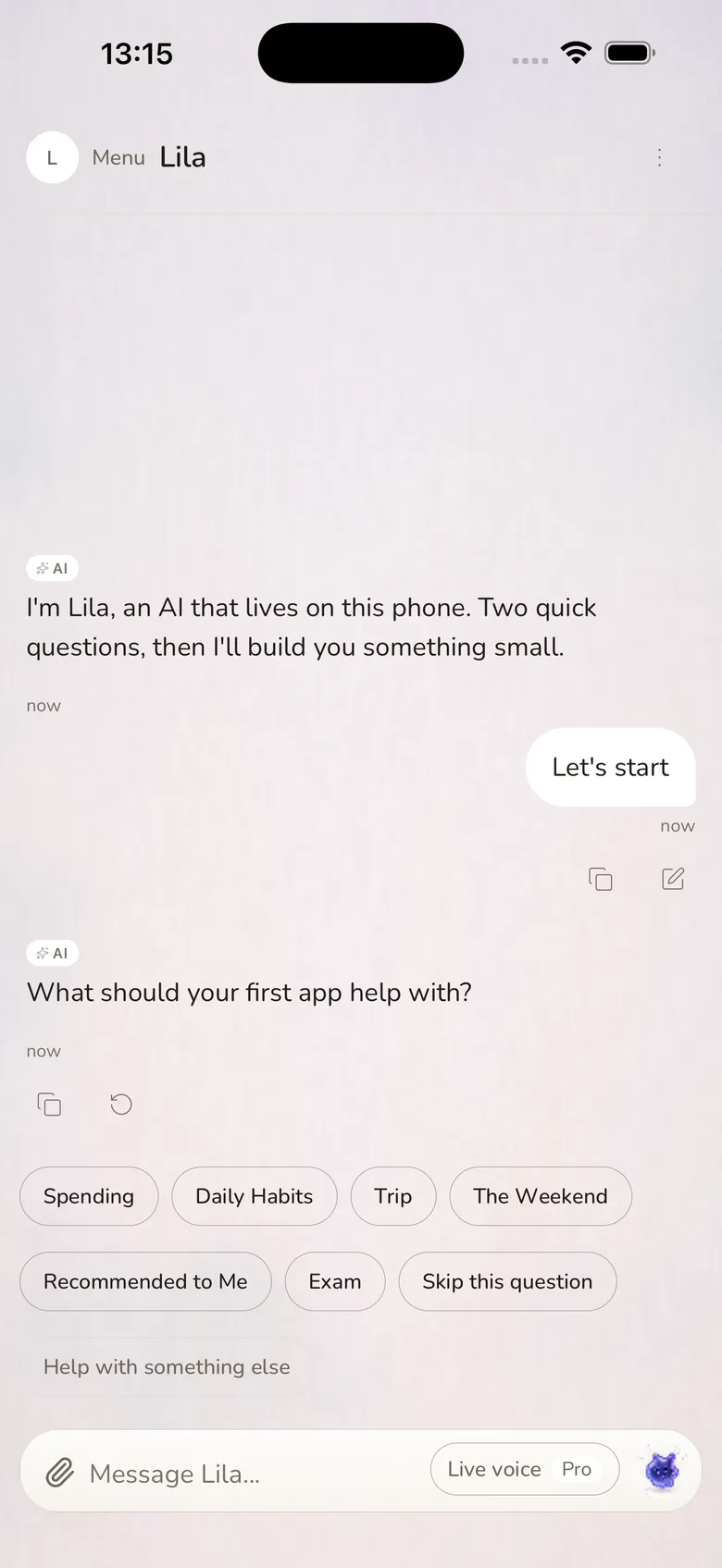 A real screen from the app, as it is today.